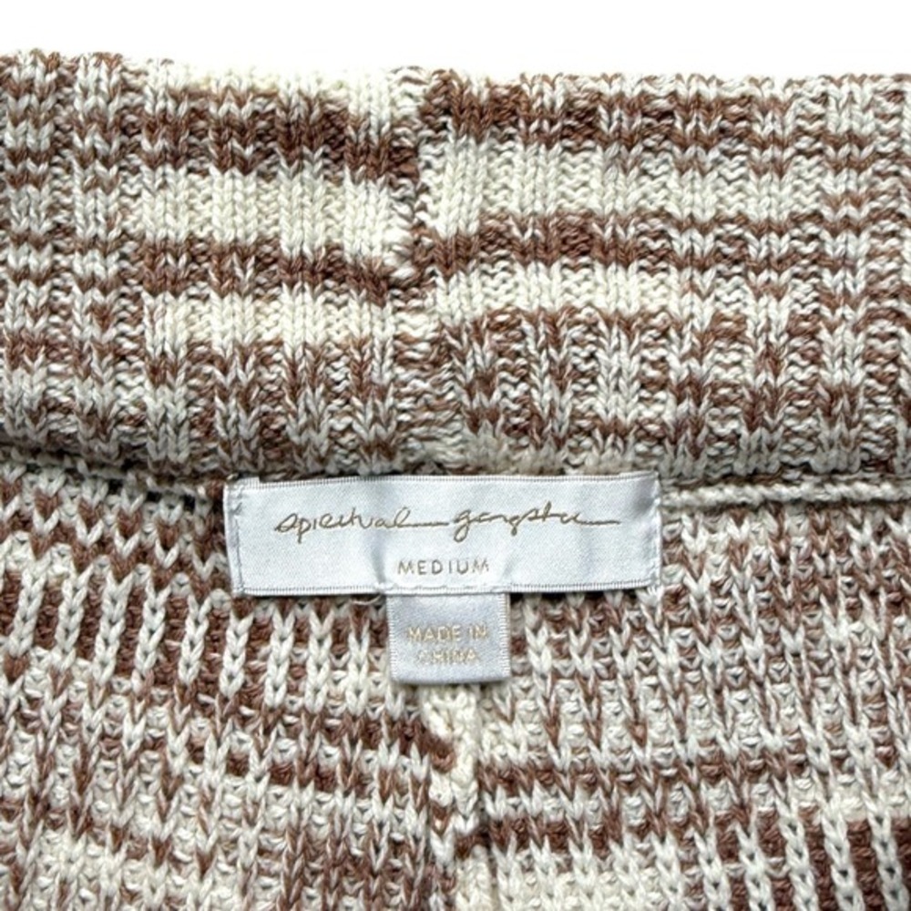 NWT Spiritual Gangster Jordana Wide Leg Space Dye Knit Pants Tan White Sz Medium - Picture 8 of 10